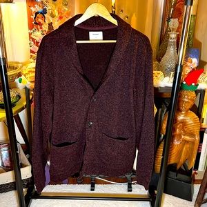 Men’s Sweater-Fleece Button-Front Shawl-Collar Cardigan XXL Dark Red